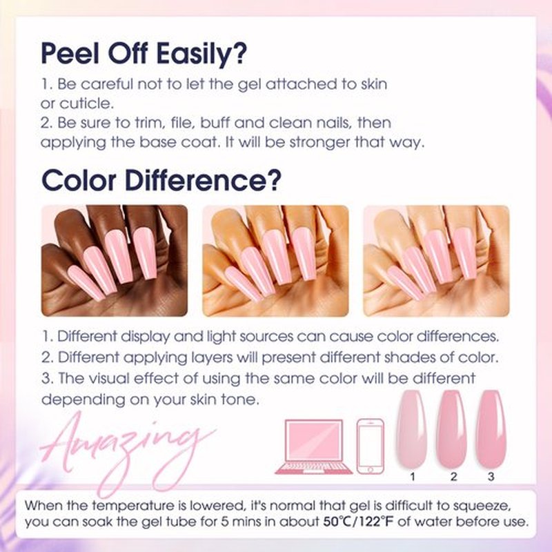 ROSALIND Poly Nail Gel Kit Starter -14 Colors + 72 Nail Art Accessories kit Builder Clear Pink Glitter Gel with Mini U V Lamp Nude Pink Strengthener 3D Molding