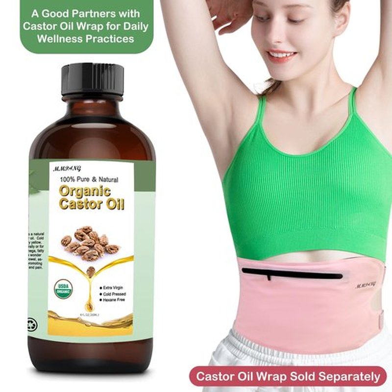 MMPANG Organic Castor Oil for Hair Body Lashes Brow,USDA Certified 100% Pure Natural Glass Bottle, Cold Pressed, Hexane Free. Castor Oil for Hair Growth, Thicker Fuller Brows, 8.45oz
