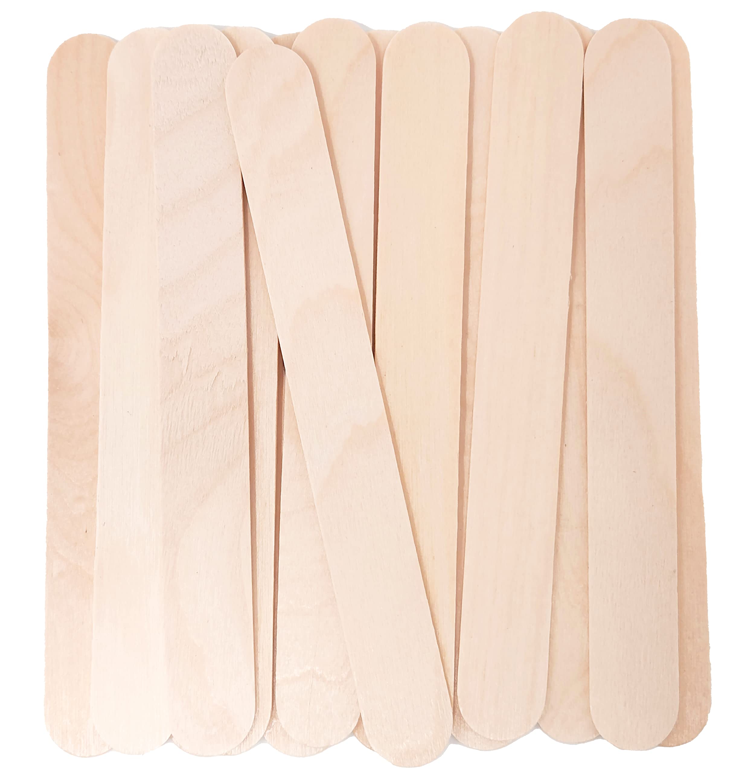 Makerstep 6 Inch Jumbo Wooden Multi-Purpose Wax Sticks 100 Pack. Large Popsicle Sticks, Applicator, Spatulas for Waxing, Ideal for Body, Hair Removal, Craft, Ice Cream Sticks