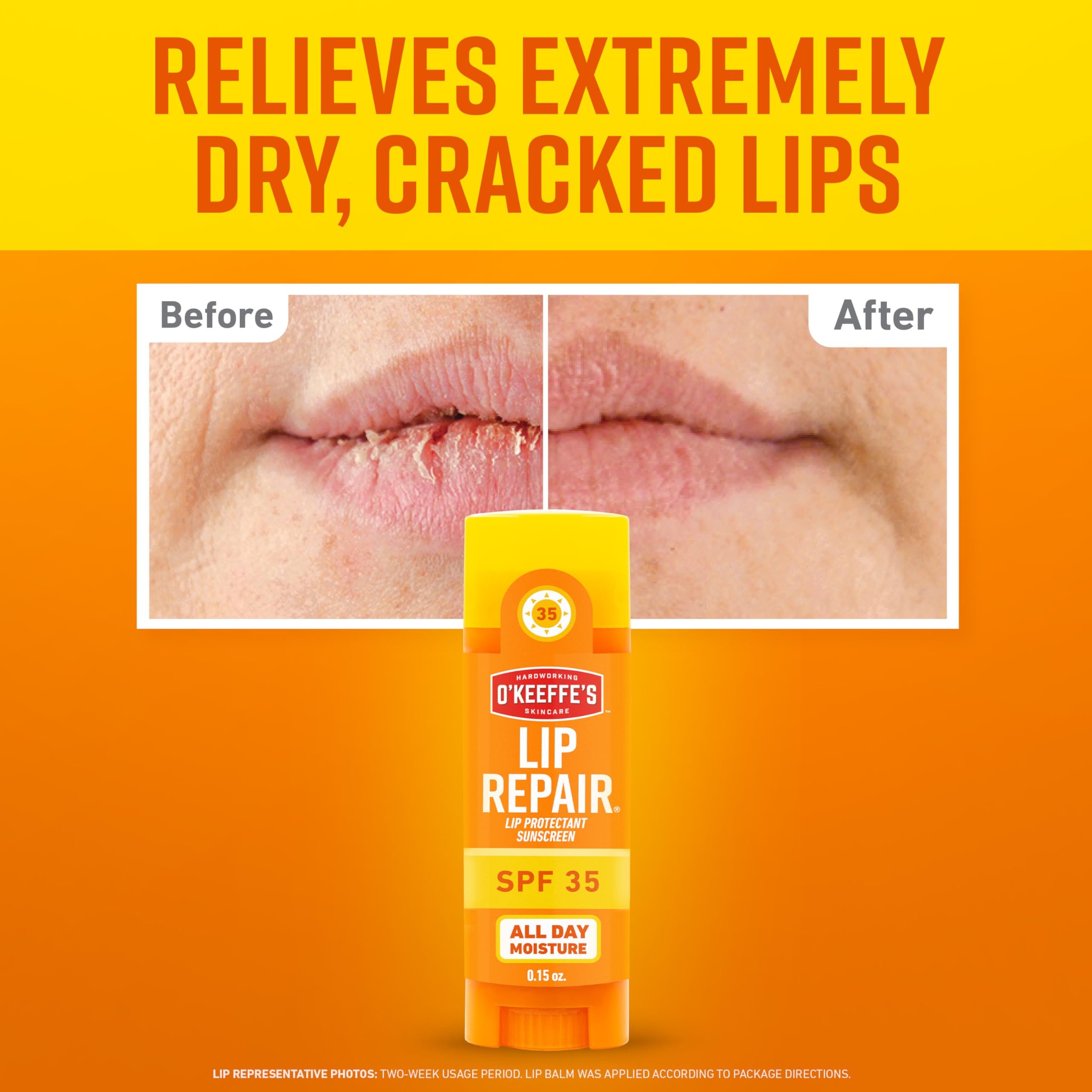 O'Keeffe's Lip Repair SPF 35 Lip Balm - Stick (3 Pack) - Sun-Safe Moisturizer for Extremely Cracked, Dry Lips