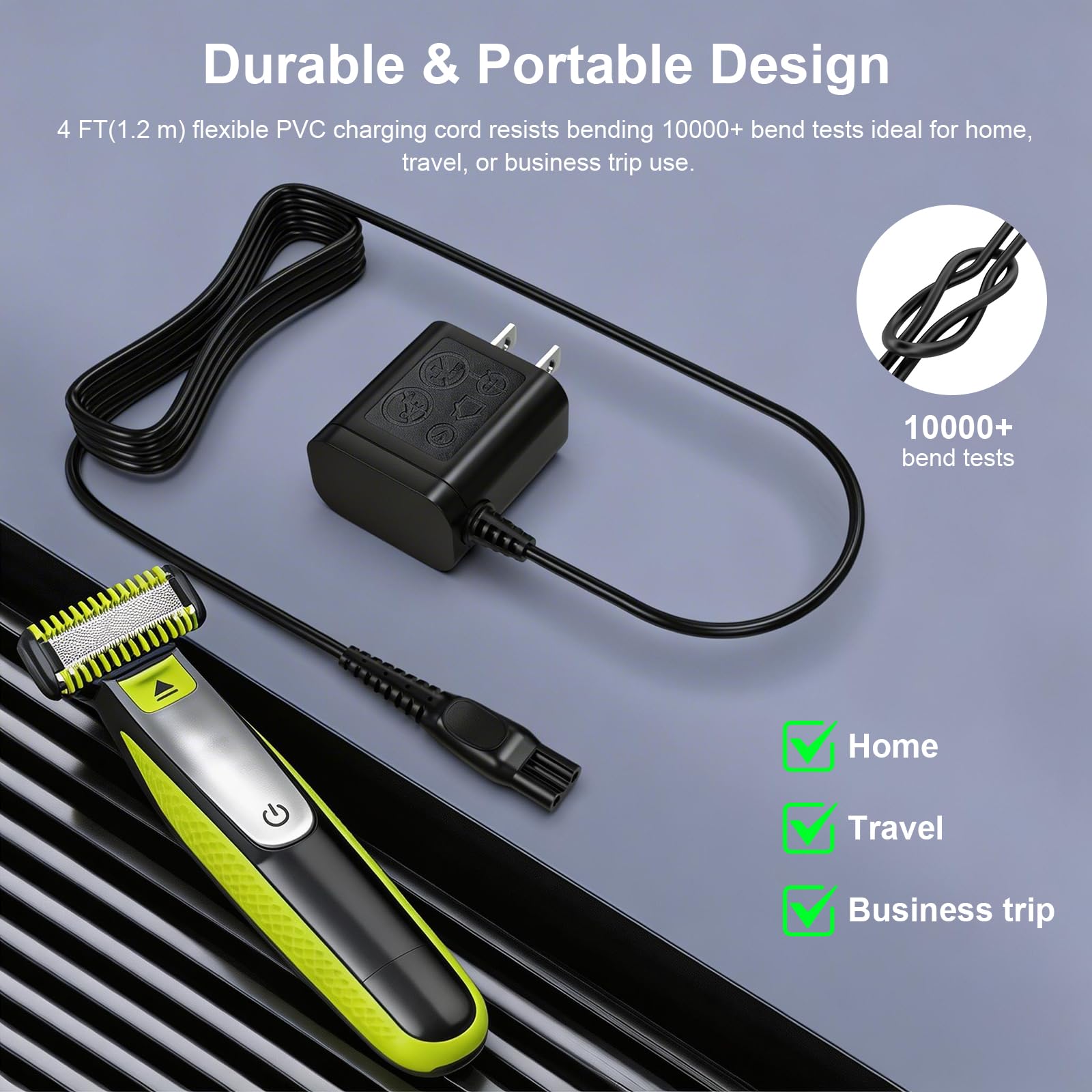 8V Charger Cord Compatible With Philips Norelco HQ850 One Blade QP2630 QP2530 Shaver Electric Razor Trimmer Power Cord