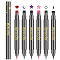 Erinde 6 Colors Liquid Winged Eyeliner Stamp Pen Set, Double-Ended Black Red Green Purple Blue Eye Liner Pencil, Long-lasting Waterproof Stamp Eyeliner Set for Eye Face Makeup