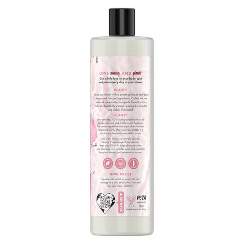 Love Beauty and Planet Body Wash - Nourishing Rose Water & Niacinamide, 20 fl oz | Plant-Based Cleansers