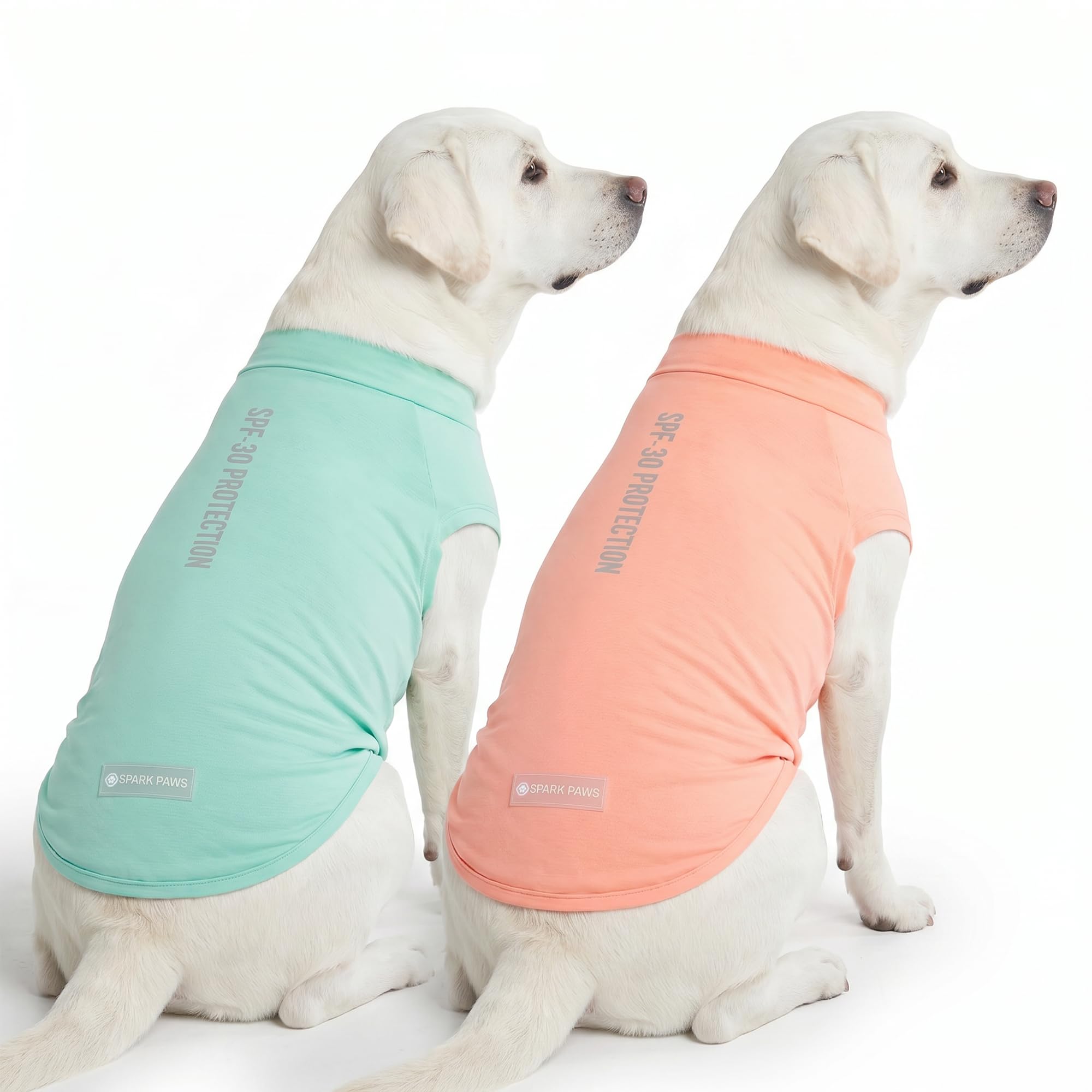 Spark Paws Sunblock Dog T-Shirt, SPF30 Protection, Lightweight Breathable Quick Dry for Dogs with Sensitive Skin - Peach & Mint (Set of 2) - 3XL