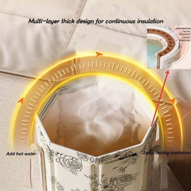 EWCEFIC 31L Folding Bucket Foot Bath, Multi-Function Portable Foot Tub Bag with Handle, Travel Outdoor Camping Portable Foot Bubbles Fishing Bring a Set of high-end Nail Clippers.(Rose)