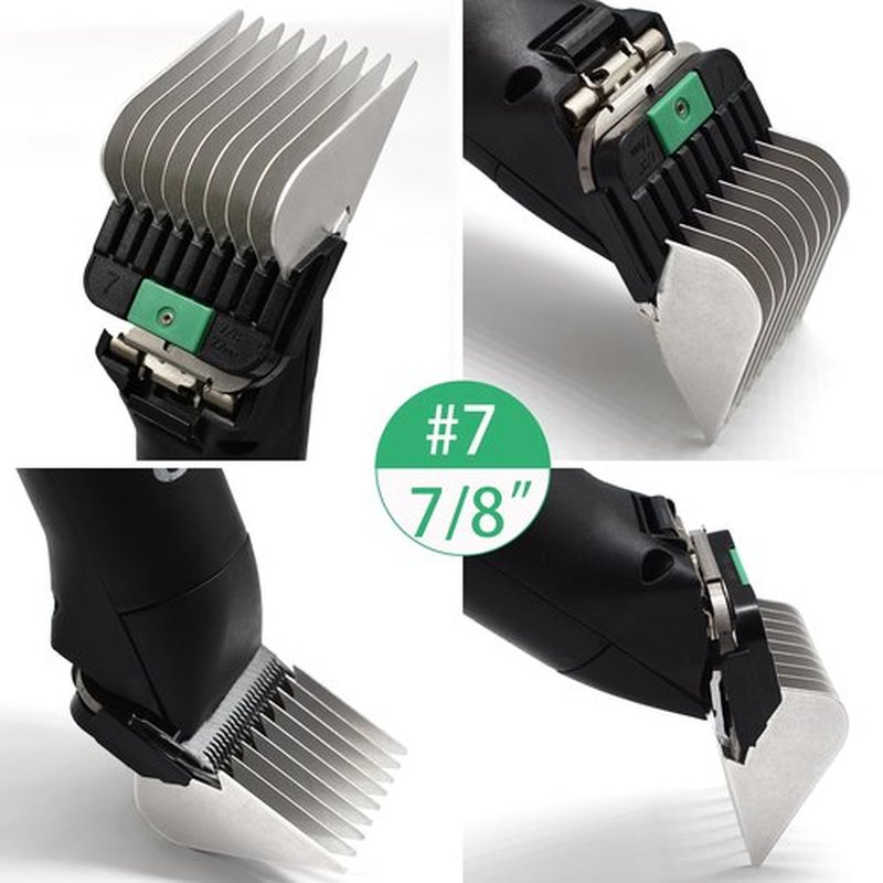 4 Pieces Animal Stainless Steel Attachment Guide Guard Combs for A5 Style Detachable Blade Pet Groomers, 5/8", 3/4", 7/8", 1" Compatible with Wahl KM Series Andis AG BG Oster A5 A6 Animal Clippers