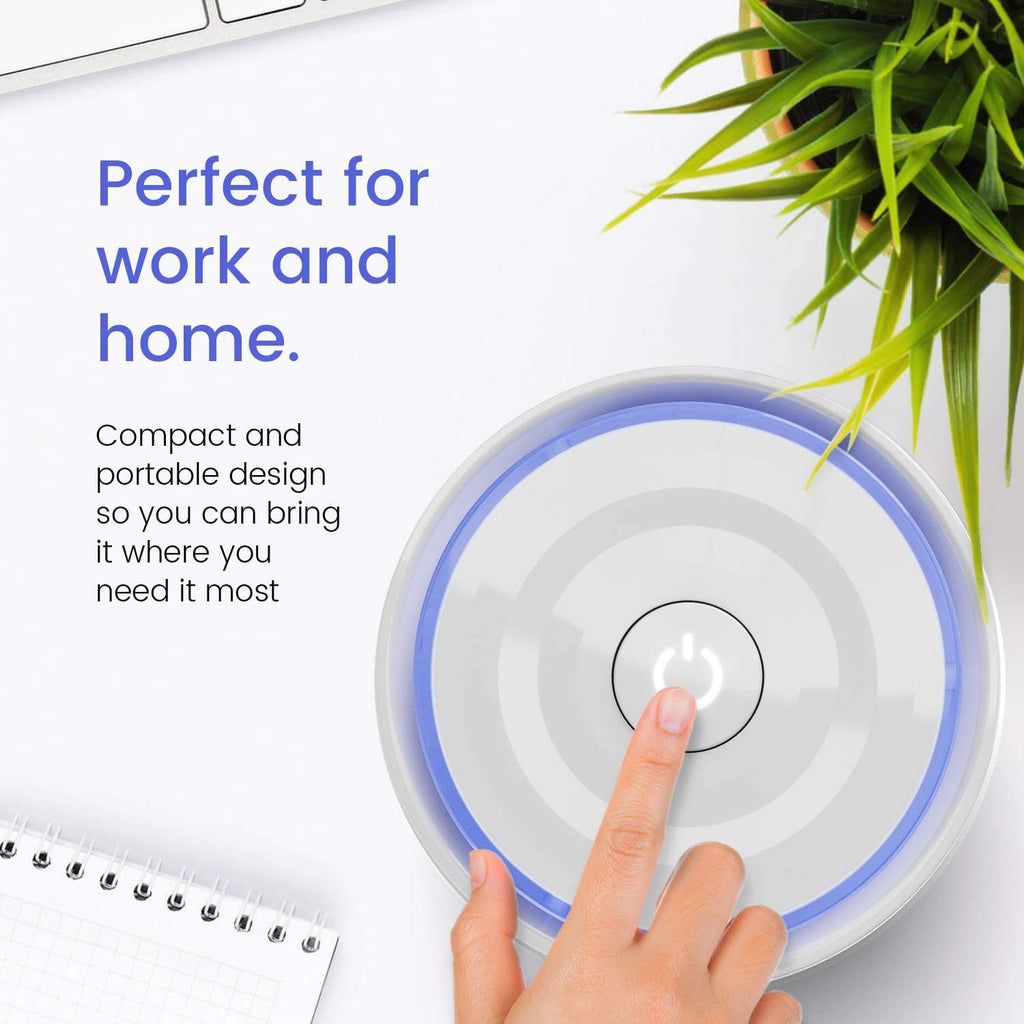 Pro Breeze 3-in-1 Mini Air Purifier with True HEPA Filter and Ioniser, Personal Desktop Air Cleaner with Night Light for Home, Office, Smoke, Dust, Pollen and Pet Dander