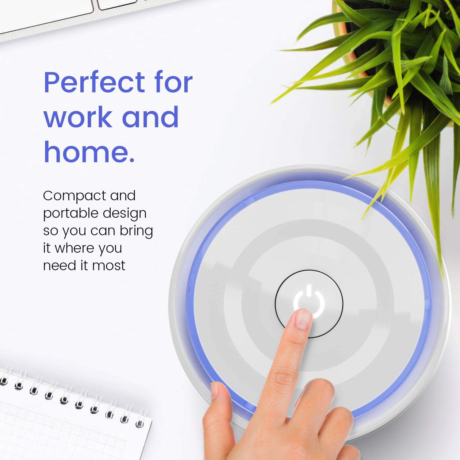 Pro Breeze 3-in-1 Mini Air Purifier with True HEPA Filter and Ioniser, Personal Desktop Air Cleaner with Night Light for Home, Office, Smoke, Dust, Pollen and Pet Dander