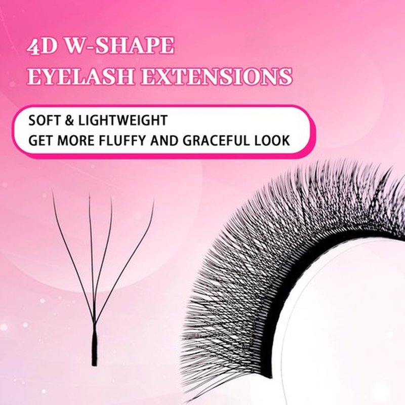 TDANCE YY Lash Extensions Premade Volume Eyelash Fans YY Lashes Matte Black W Lashes Extensions(W-4D-0.07-L,8-15 mm)