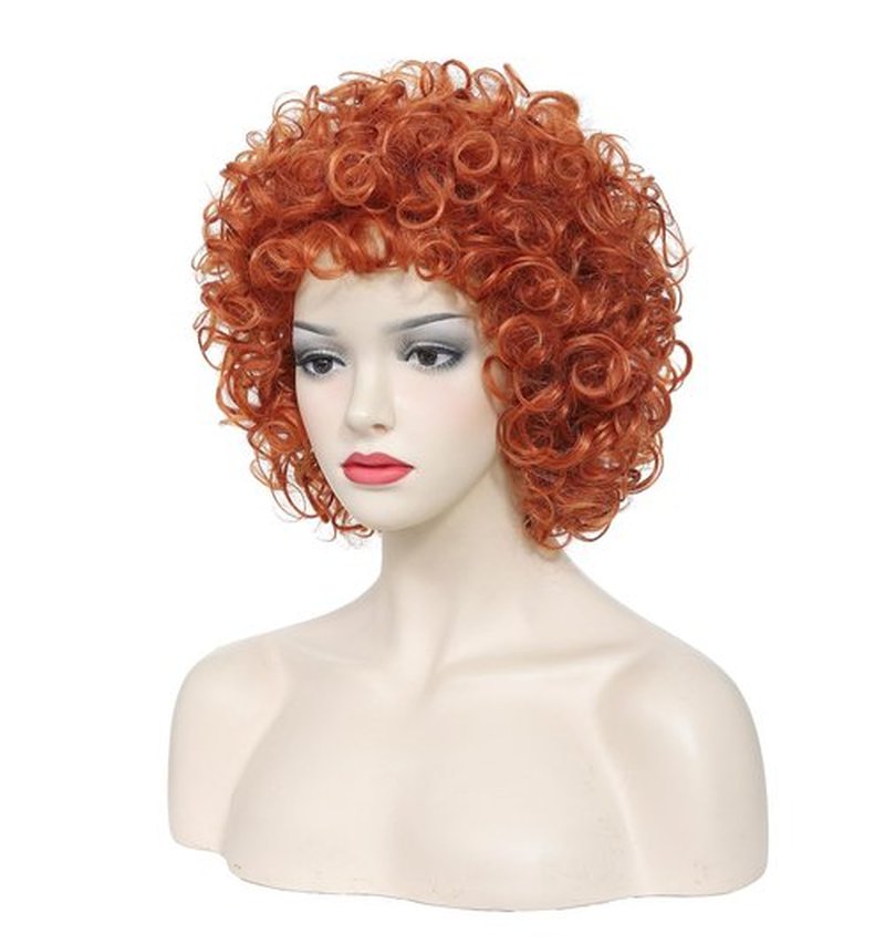 Traqur Women's short curly wig, 70s disco style afro wig, wig for Halloween cosplay and parties (Orange)