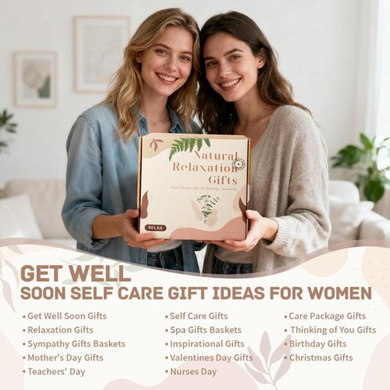 Get Well Soon Gifts Baskets for Women - Self Care Spa Care Package w/Blanket, Thinking of You Inspirational Gift, Relaxation Valentine's Day Birthday Gifts for Mom Wife Her Coworker Firends