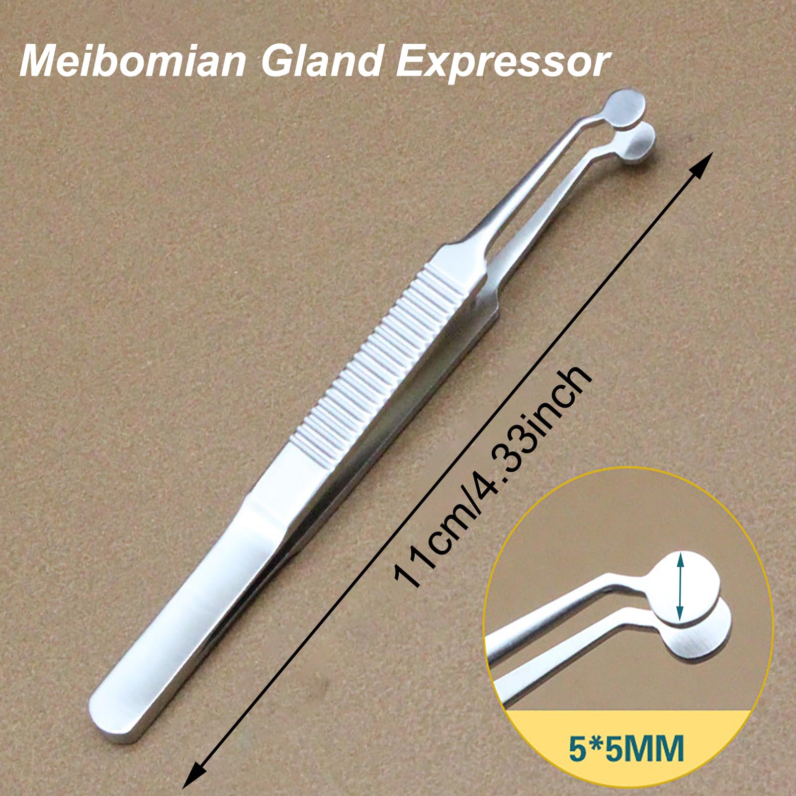 LIFTATAPA Meibomian Gland Expressor Forceps, Eyelid Gland Blockage Unblocking Tools, Stainless Steel Eyelid Massage Tweezers-Round Tip for Dry Eyes Extraction Tool(Silver)