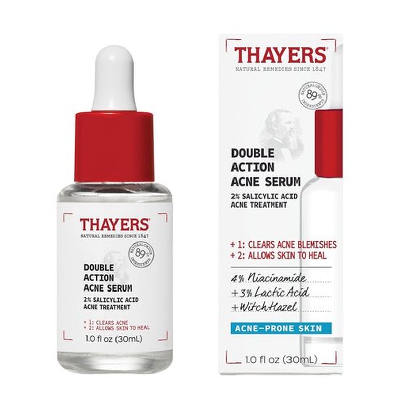 Thayers Acne Serum - Double Action Treatment with 2% Salicylic Acid & Niacinamide | Soothing 1 Fl Oz