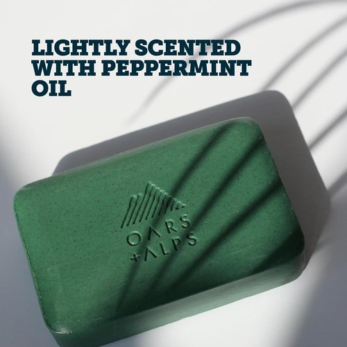 Oars + Alps Exfoliating Bar Soap for Men - Deep Cleaning Peppermint Charcoal | All Skin Types, 1 Pack