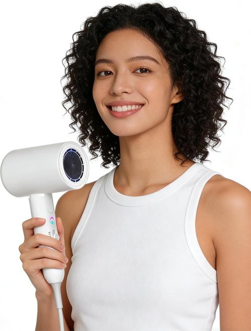Skiennix Ionic Hair Dryer - 2000W Foldable Travel Blow Dryer | Portable, Low Noise, Compact Design in White