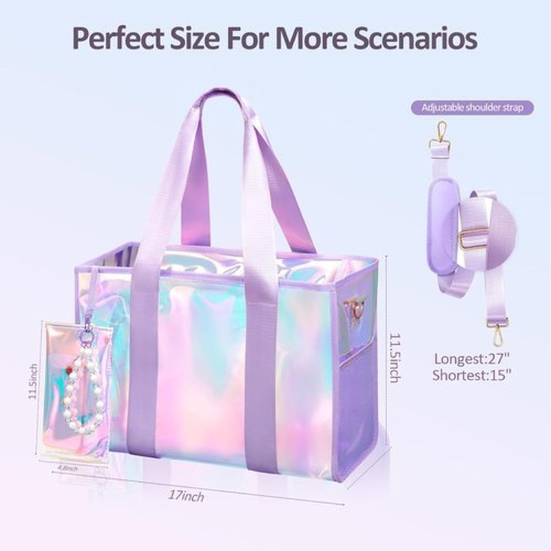 Skiennix Iridescent Waterproof Beach Bag - Large 26L Tote with Zipper & Phone Pouch | Sand-Proof Design