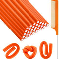 Syhood 30 Pieces Flexible Curling Rods, Soft Foam No Heat Hair Rollers and 1 Steel Pintail Comb for Women Girls Long and Short Hair, Orange