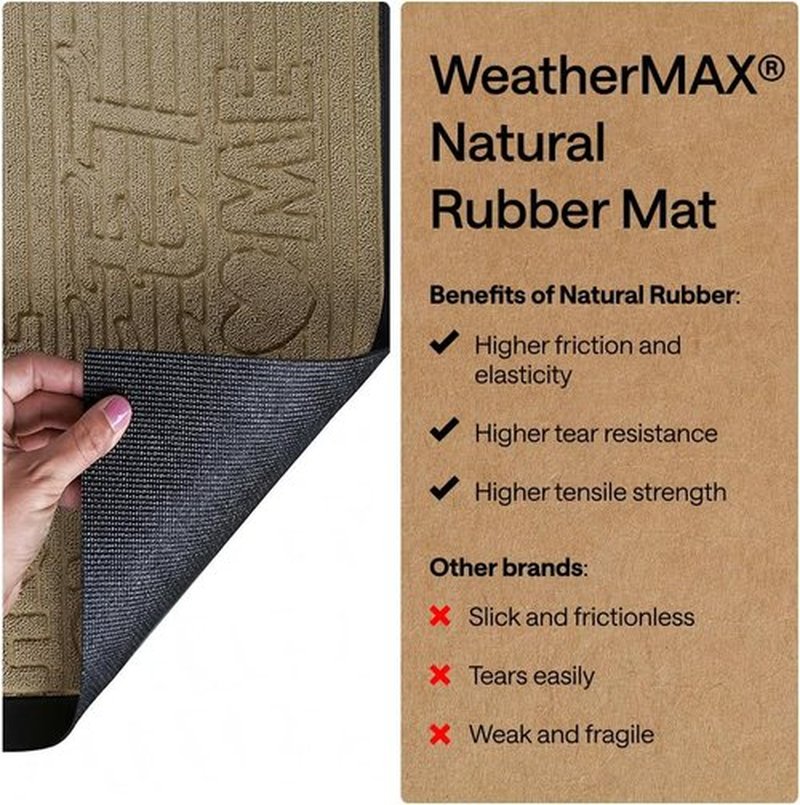 GORILLA GRIP Waterproof All-Season WeatherMAX Doormat - Stain & Fade Resistant, Easy Clean, 29x17