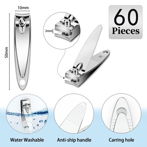 AVERZELLA 60-Pack Nail Clippers in Bulk, Small Toe Nail & Fingernail Clippers Bulk Nail Cutter for Travel, Portable Mini Toenail Clippers Lot Pack for Women Man Homeless Care Package Supplies