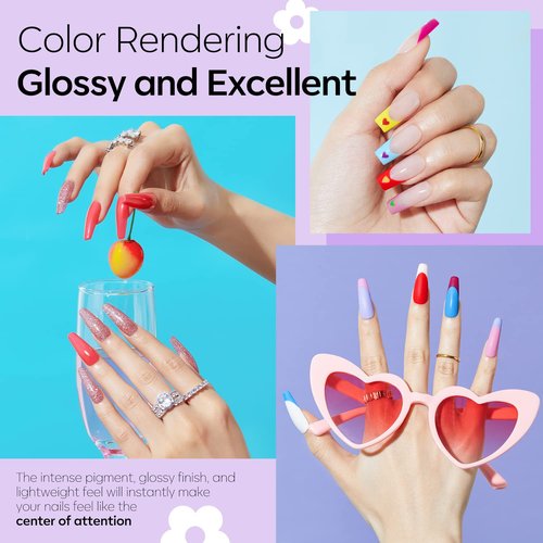 Modelones Dip Powder Nail Kit Starter, 30 Colors Hot Pink Magenta Lemon Green Acrylic Dipping Powder Set with Top/Base Coat Activator for French Art Manicure Salon DIY