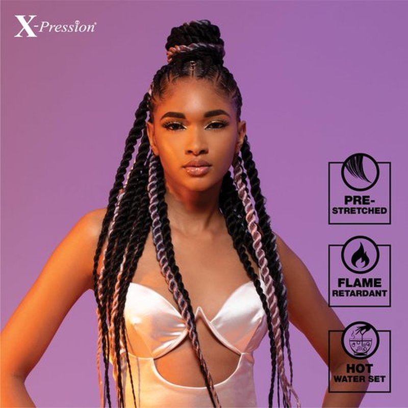 Sensationnel X-pression prestretched braiding hair - 3x braid 58 inch all kanekalon flame retardant synthetic braid for box braids and twists (1 pack, 27/30/613)