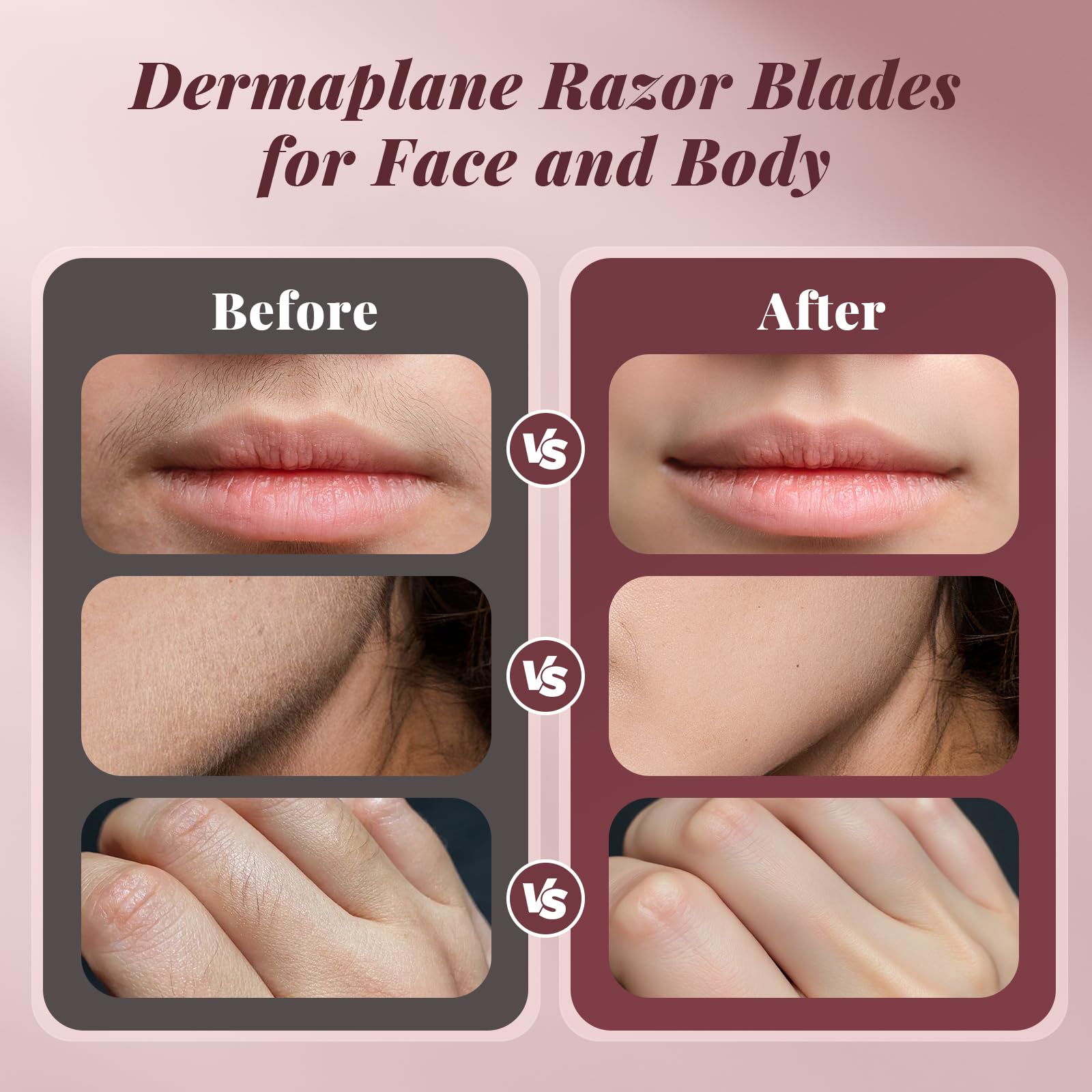 Facial Razor Blades for Face and Body - Flawless Replacement Heads - 10 PCS Replacement Blades Compatible with BNU Sonic Dermaplaning Tool