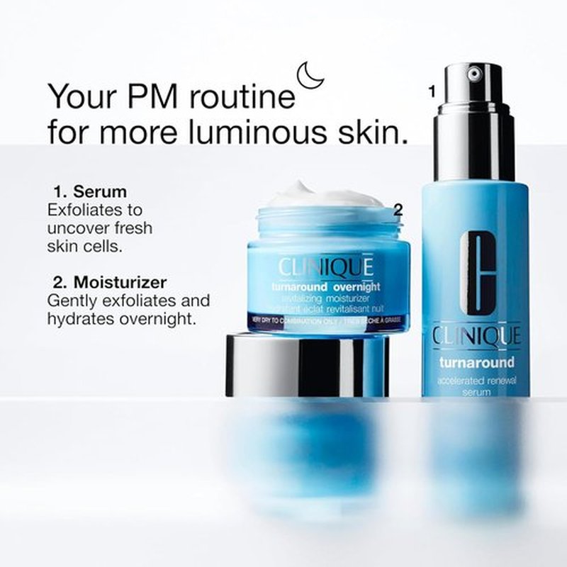 Clinique Turnaround Accelerated Renewal Face Serum - Exfoliating & Smoothing for All Skin Types | 1 Fl Oz