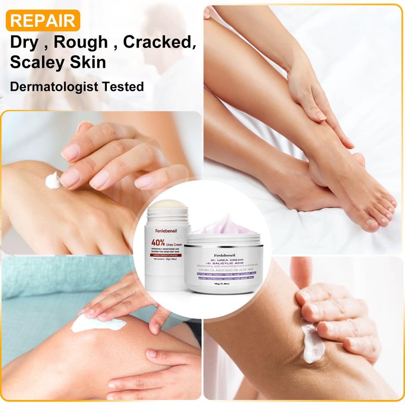 Urea Cream 40%，Urea Cream 42% Plus 2% Salicylic Acid Maximum Strength For Feet,Foot Cream for Dry Cracked Heels Feet Knees Elbows Hand，Travel and Home Foot Care Kit，Foot Heel，Gift Pack