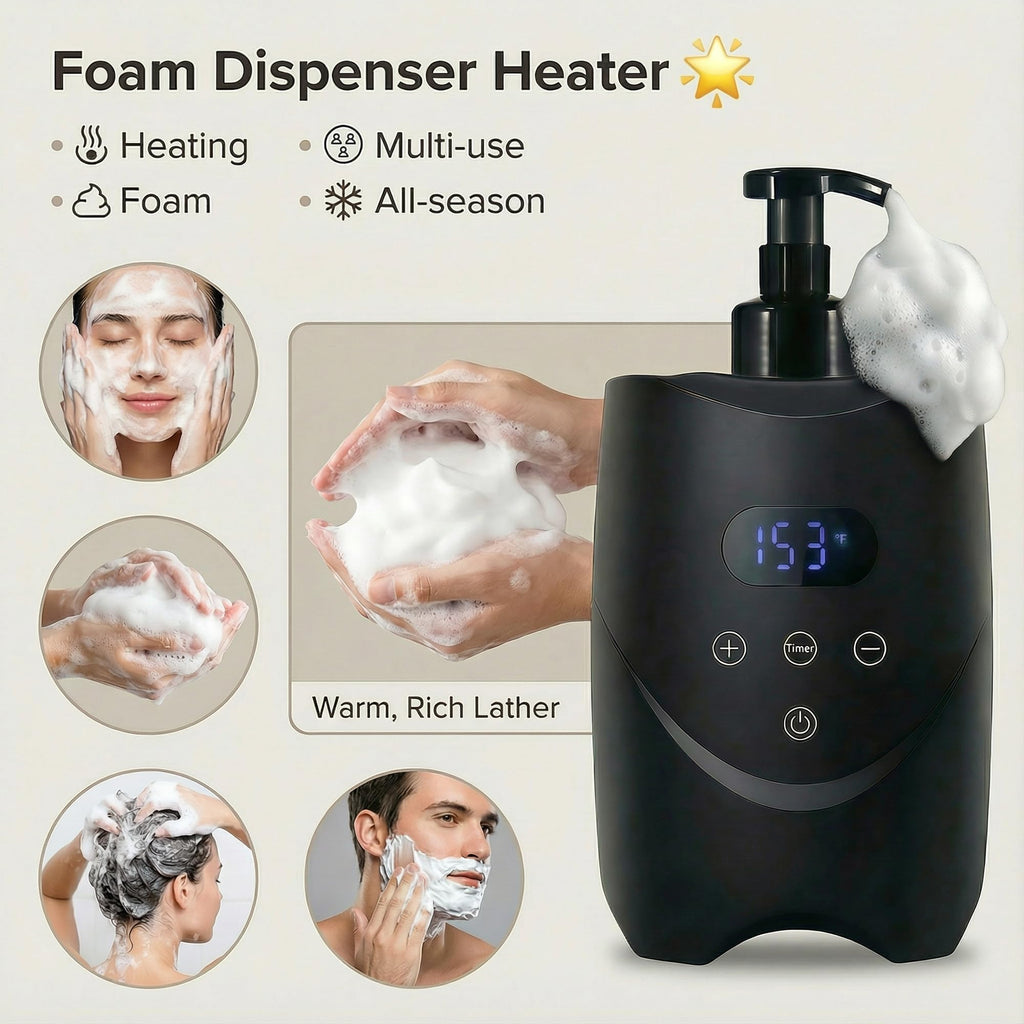 Professional Hot Lather Machine for Shaving, Smart Shaving Cream Warmer with 2×500ml Refillable Foam Bottles, Large Capacity Hot Foam Dispenser with LED Display for Home, Salon & Barber Shop (black)