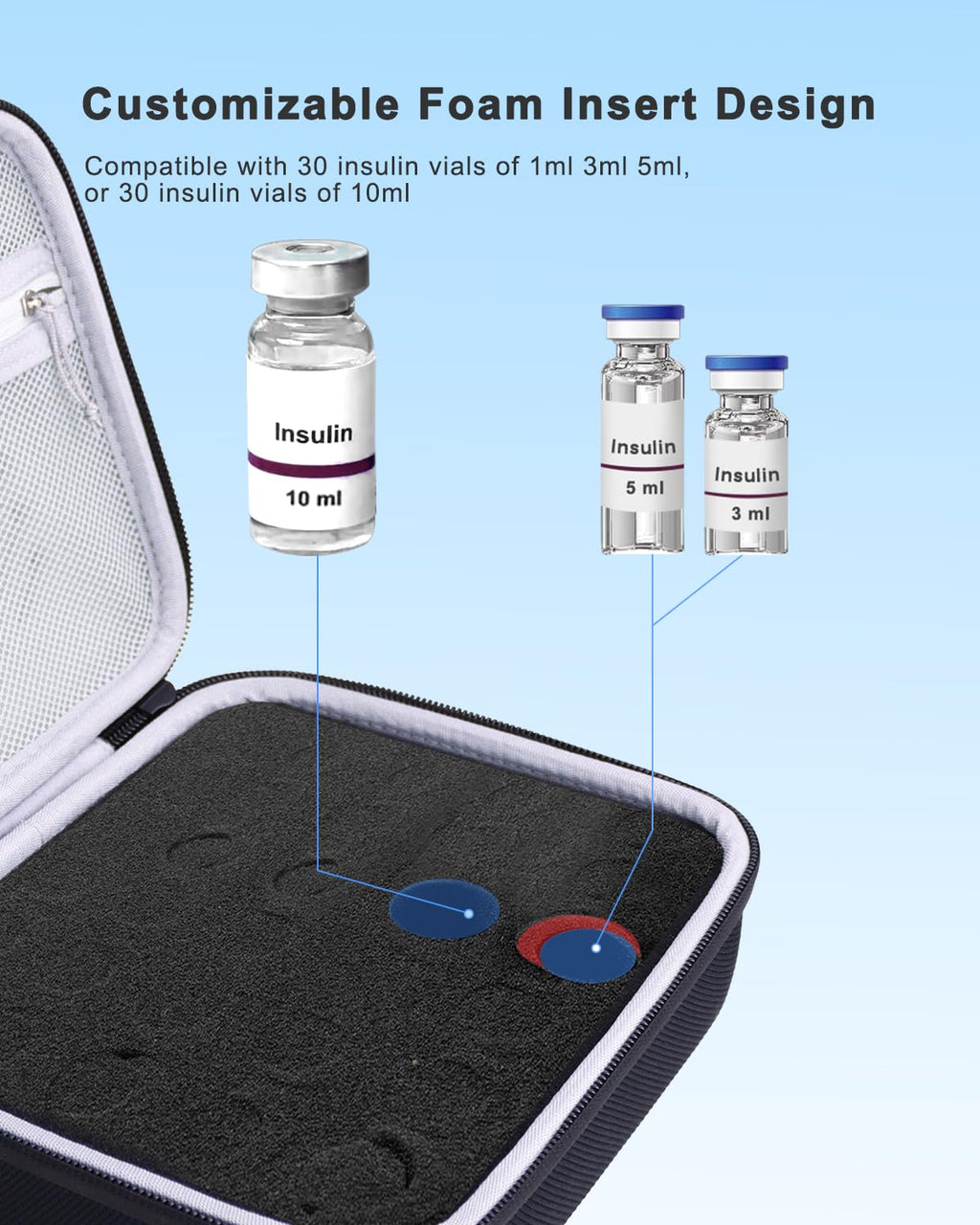 30 Slots Insulin Vial Protector Case for Diabetics Standard Insulin Vials