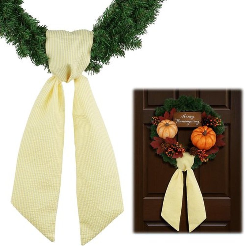 Skiennix Yellow Striped Wreath Sash - 5.12" Wide x 54.33" for Fall & Thanksgiving Door Decor