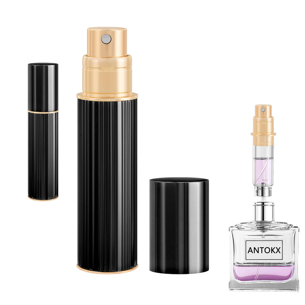ANTOKX Travel Bottle Refillable Perfume Atomizer - 5ML Luxury Leakproof Perfume Atomizer Refillable, Perfume Travel Spray Bottle, Mini Perfume Bottle (Black)