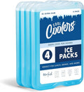Cool Coolers by Fit & Fresh | 4 Pack XL Slim Ice Packs - Quick Freeze, Space-Saving Design, Blue