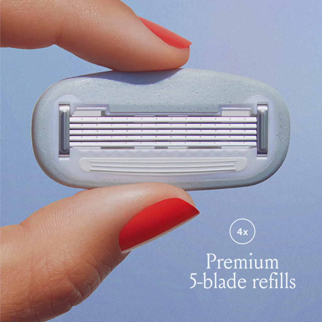 Billie Women’s Razor Refill Blades 5-Blade Cartridges - 4 count & 5-Blade Women’s Razor Travel Case - DreamPop