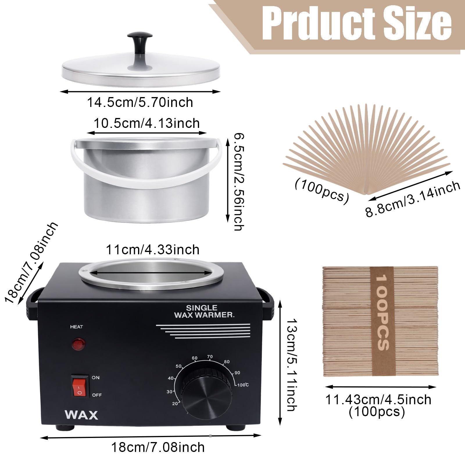 Podoy Wax Warmer for Hair Removal with 200 Sticks, Portable Wax Melting Pot