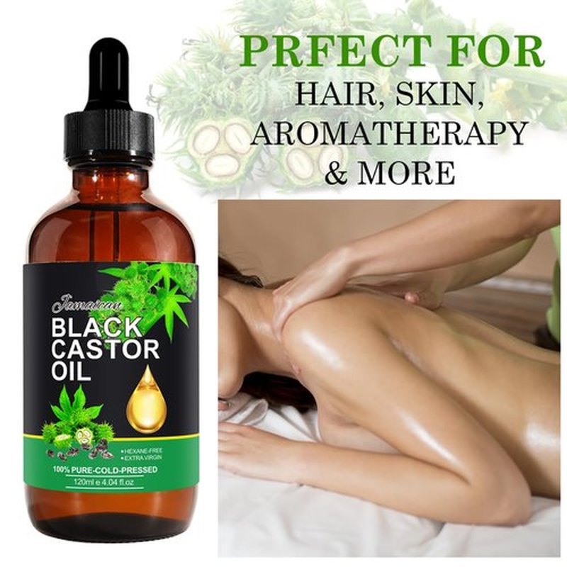 120ML Jamaican Black Castor Oil, Castor Oil Organic Cold Pressed Unrefined, Pure Natural Castor Oil for Hair Growth,Skin & Scalp Moisturizer, Eyelashes & Eyebrows, Deep Cleansing, Nail Care Grow