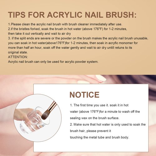 Shine Chance Acrylic Nail Brush Size 8, 100% Real Kolinsky Art Nail Brush for Acrylic Powder Application, Handmade Wood Handle Nail Extension Tool for Professional DIY Home Salon and Beginners
