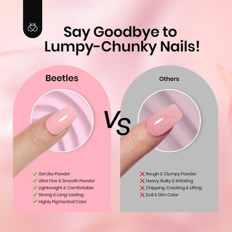 Beetles Pink Dip Powder Nail Kit 6 Color Nude Pink Brown Dip Nails Powder Starter Kit All Season Nail Dip Powder Kit No Need Nail Lamp DIY Salon at Home Valentines Gift for Women