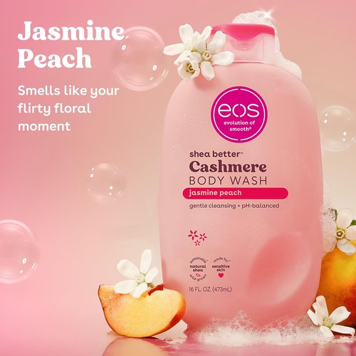 eos Cashmere Body Wash - Jasmine Peach | Moisturizing Gel Formula with Shea Butter & Vitamin E, 16 fl oz