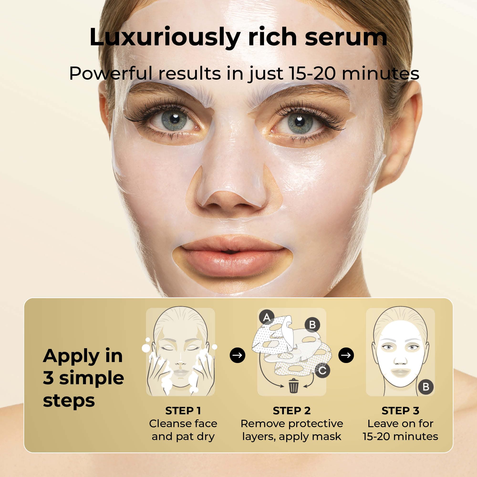 STARSKIN VIP Gold Mask Face, Coconut Bio-Cellulose Revitalizing Face Mask for all Skin Types, Korean Skin Care, Instant Hydration and Plump, Moisturizing and Nourishing, K-Beauty (Pack of 4)