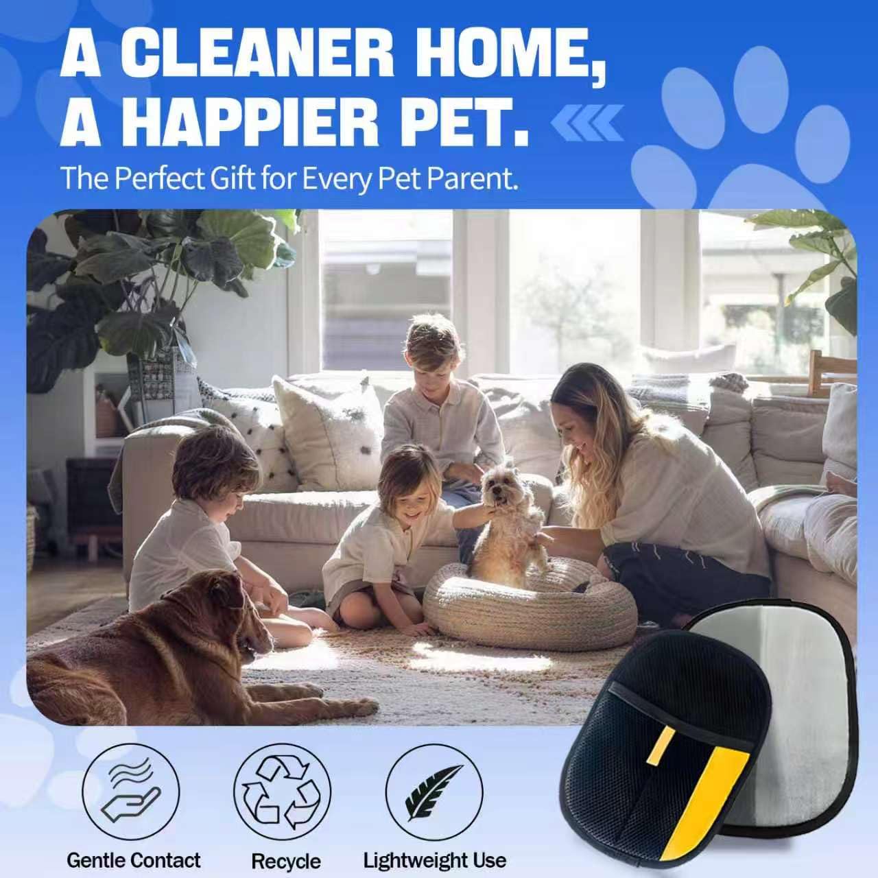 Pet Hair Removal Glove for Dogs & Cats, Newly Upgraded Reusable Electrostatic Pet Hair Glove, Magic Brush Pet Hair Remover Tool for Clothing, Couch, Carpet, Car Seat