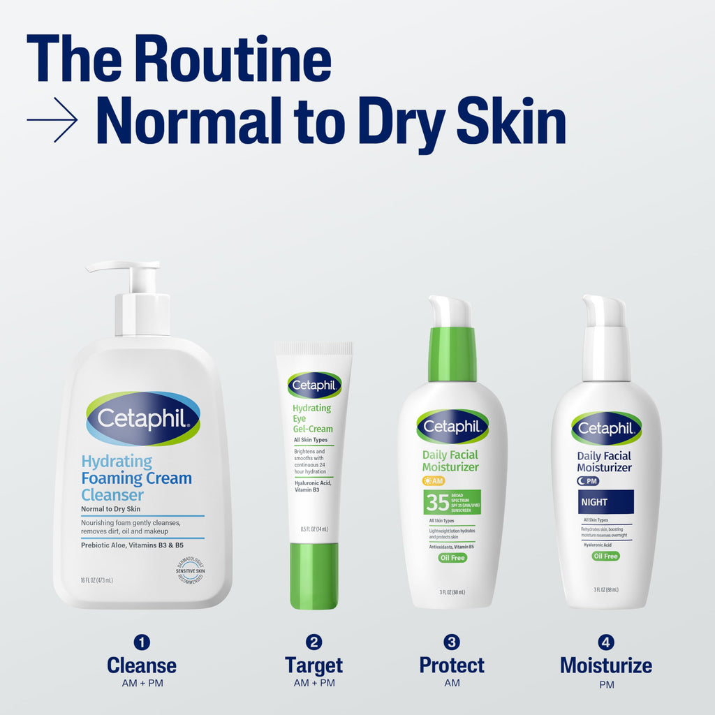 Cetaphil Cream to Foam Face Wash, Hydrating Foaming Cream Cleanser, 8 oz, For Normal to Dry, Sensitive Skin, with Soothing Prebiotic Aloe, Hypoallergenic, Fragrance Free