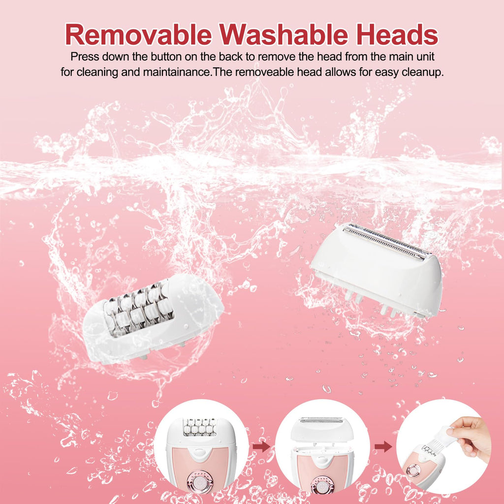 Epilator for Women,2 in 1 Hair Removal for Women Face,Rechargeable Hair Remover Device Smooth Glide Epilator for Bikini, Face, Arm, Legs, Armpits(Pink2026)