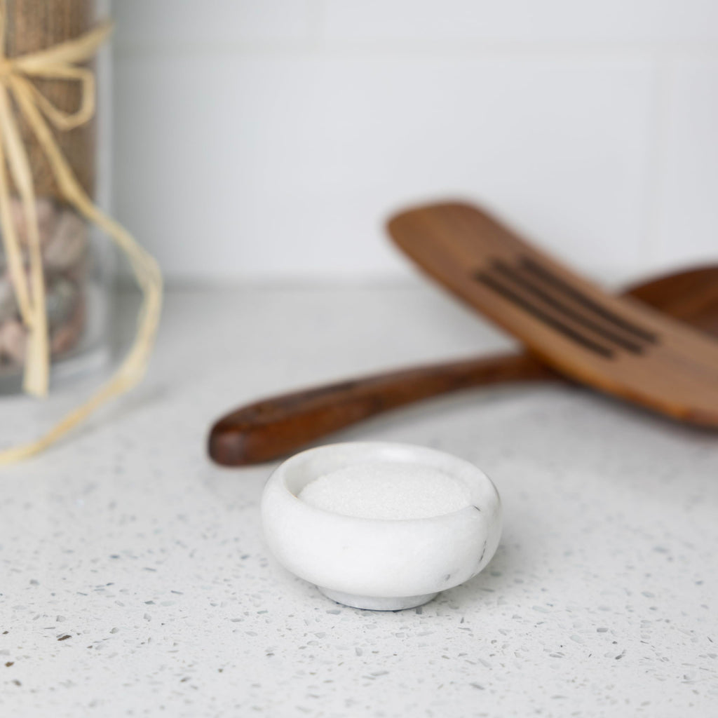 Fox Run Natural White Marble Pinch Bowl, Small 1 oz Spice & Sauce Bowl