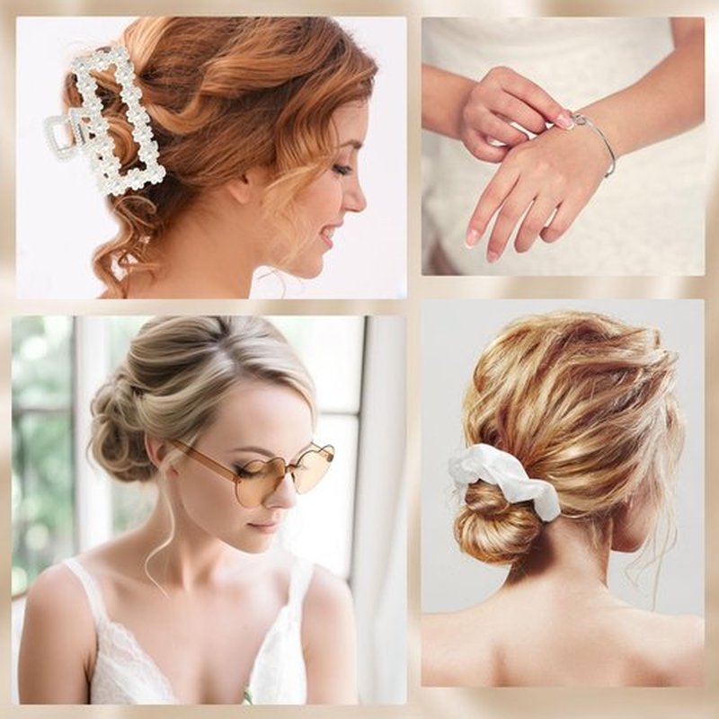 Fingertip WD 72 Pcs Bridesmaid Proposal Gift Including Bridesmaid Bridal Scrunchies Powder Puff Glasses Jewelry Bag Hairband Suitable for Wedding Gift