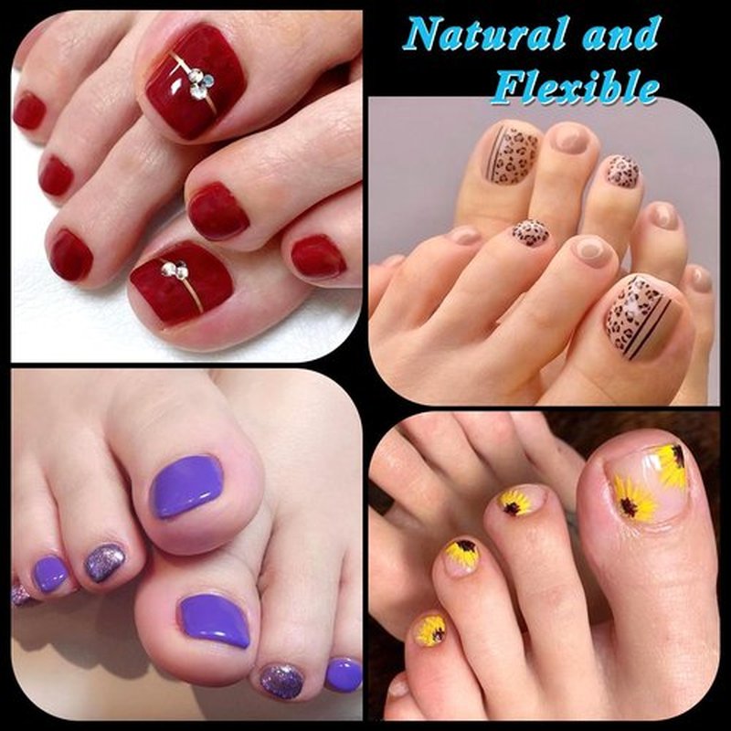 LoveOurHome 600pc Gel Toenail Tips Clear Press on Toenails Short Square Fake Toe Nails Artificial False Toes Tip Full Cover Soft Gel Toe Nail Tips for Acrylic Toenail Extension Glue Toenails Making