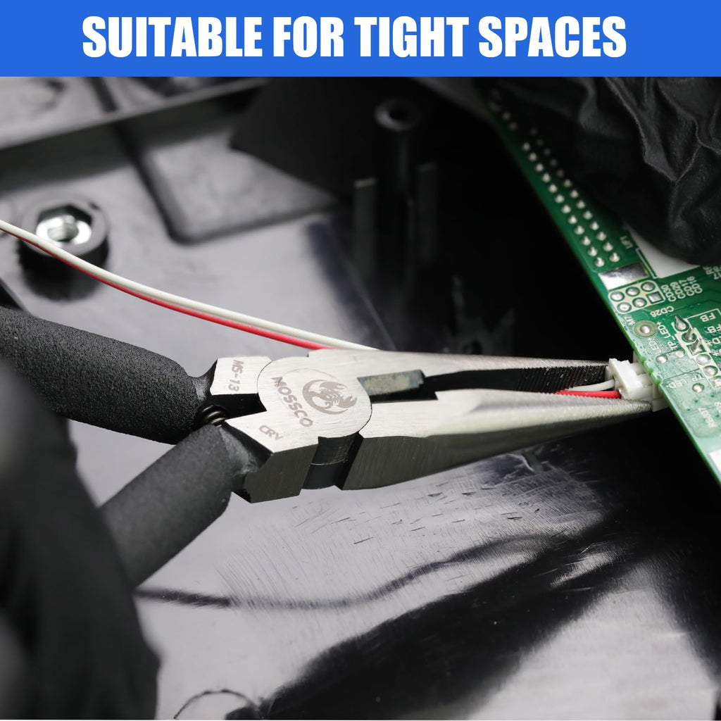 MOSSCO Needle Nose Pliers, 5" Mini Long Nose Pliers with Cutter, Serrated Jaw Precision Small Needle Nose Pliers for Jewelry Making, Bending Wire, Crafts, Electronic Repair
