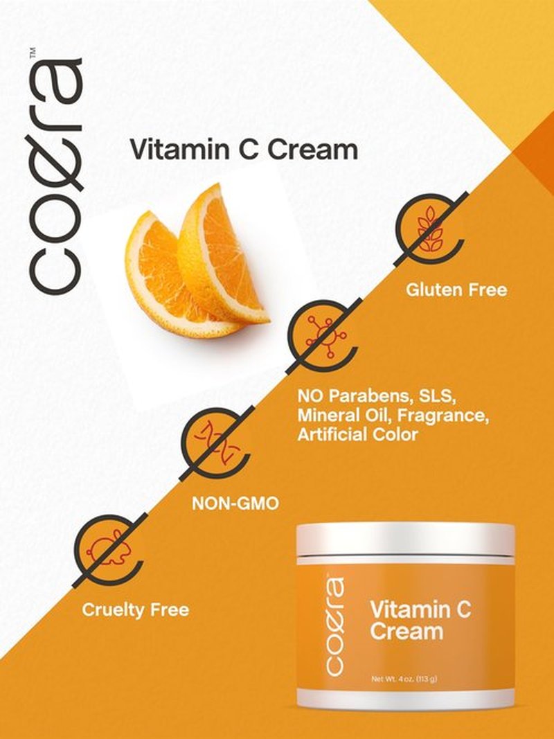 Coera Vitamin C Cream | 4oz | For Face, Dark Spots, Body, and Skin | Brightening, Hydrating, & Firming Moisturizer | Free of Parabens, SLS & Fragrances | Cruelty Free | Packaging May Vary