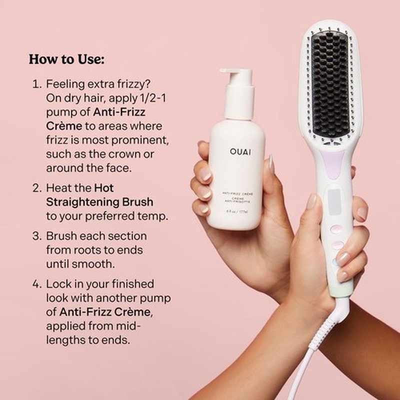Mane Anti-Frizz Kit - Mane Hair Tools Kit & OUAI Anti-Frizz Crème - Complete Hair Styling Kit for Sleek, Humidity-Resistant Hair (2 Count)