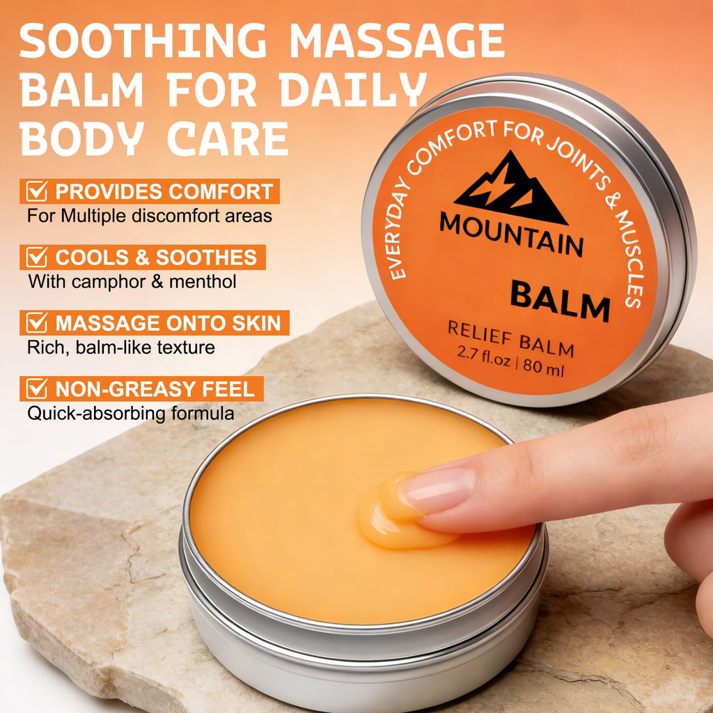 2PCS Mountain Relief Balm, Soothing Gel Cream for Knee, Foot, Back & Joint Relief, Fast Absorbing, Non-Greasy Formula 2.7fl oz